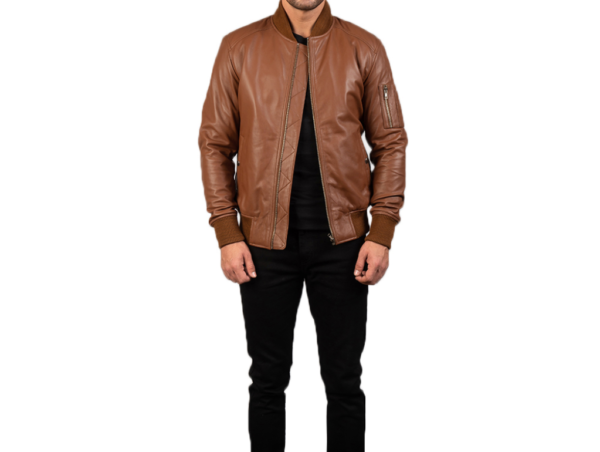 Bomia Ma-1 Brown Leather Jacket – Iconic Bomber Look for Men