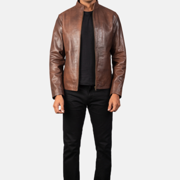 Alex Brown Leather Biker Jacket – Classic Design for Bikers