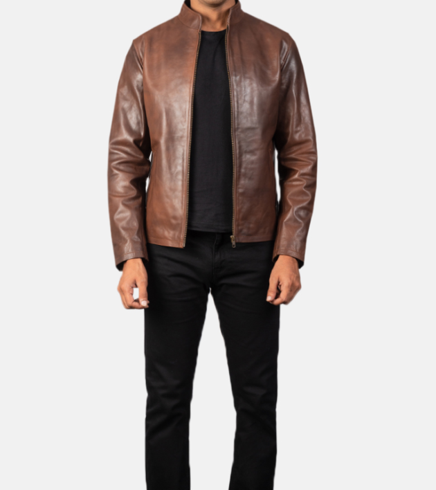 Alex Brown Leather Biker Jacket – Classic Design for Bikers