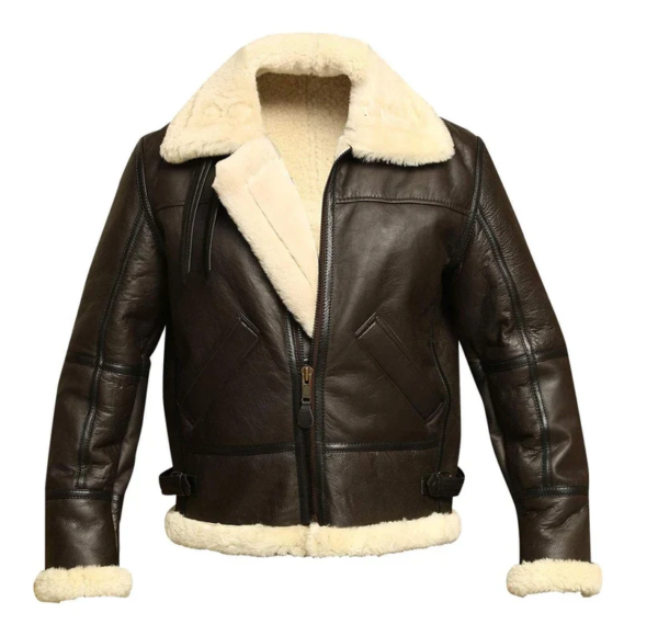 B3 Brown Shearling Fur Leather Jacket