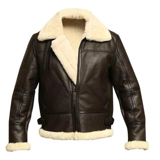 B3 Brown Shearling Fur Leather Jacket