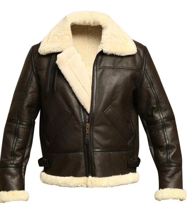 B3 Brown Shearling Fur Leather Jacket