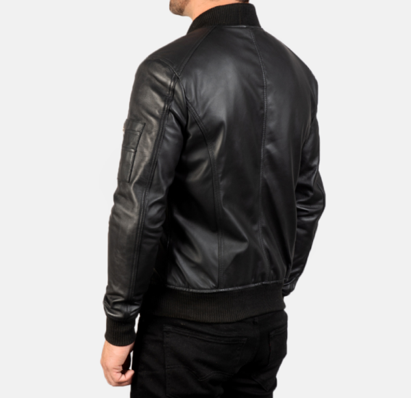 Bomia MA-1 Black Leather Motorcycle Jacket