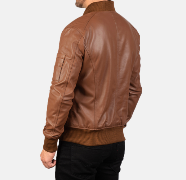 Bomia Ma-1 Brown Leather Jacket – Iconic Bomber Look for Men