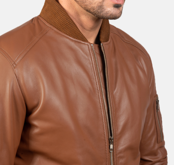 Bomia Ma-1 Brown Leather Jacket – Iconic Bomber Look for Men