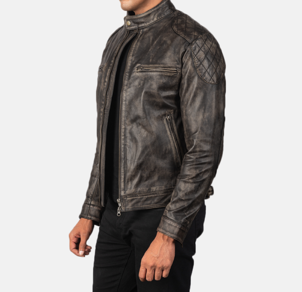 Classic Gatsby Brown Distressed Leather Jacket for Biker Enthusiasts