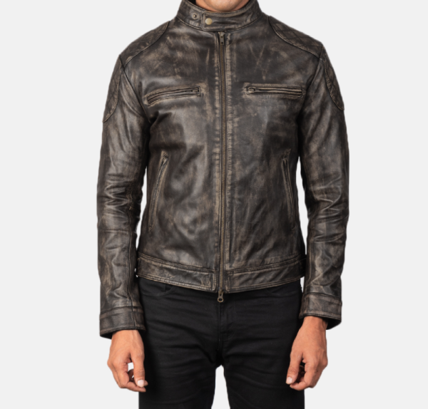 Classic Gatsby Brown Distressed Leather Jacket for Biker Enthusiasts