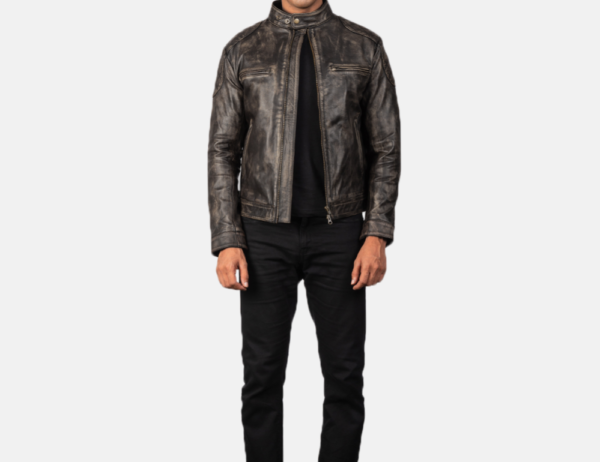 Classic Gatsby Brown Distressed Leather Jacket for Biker Enthusiasts