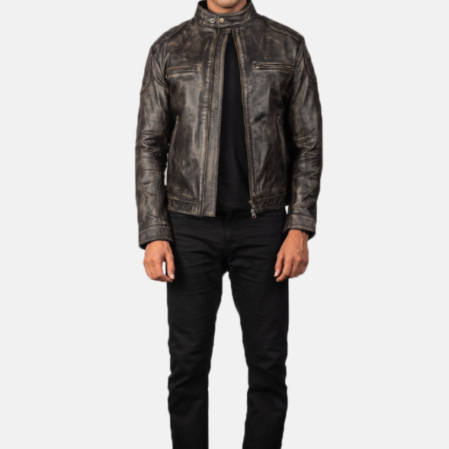 Classic Gatsby Brown Distressed Leather Jacket for Biker Enthusiasts