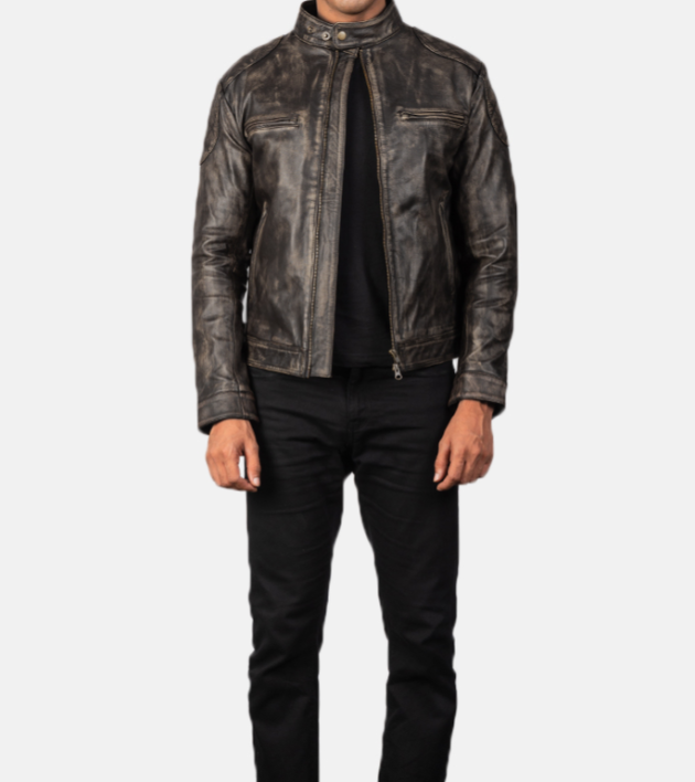 Classic Gatsby Brown Distressed Leather Jacket for Biker Enthusiasts