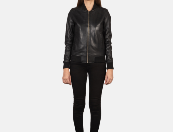 Eclipse Black Leather Bomber