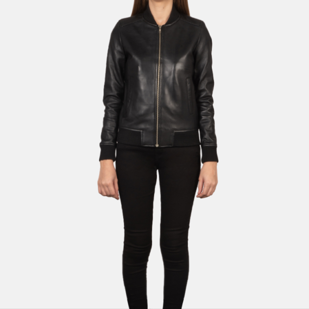 Eclipse Black Leather Bomber