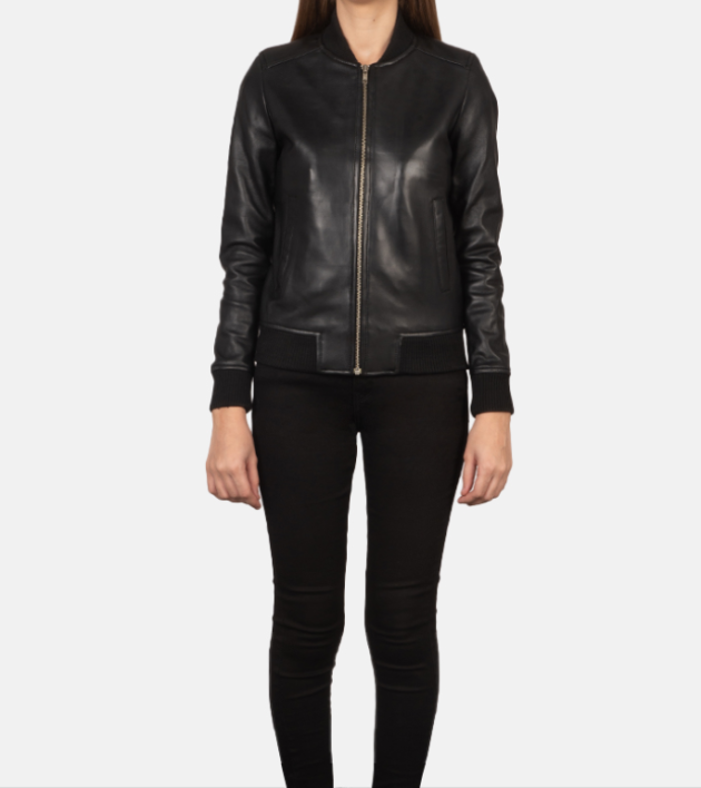 Eclipse Black Leather Bomber