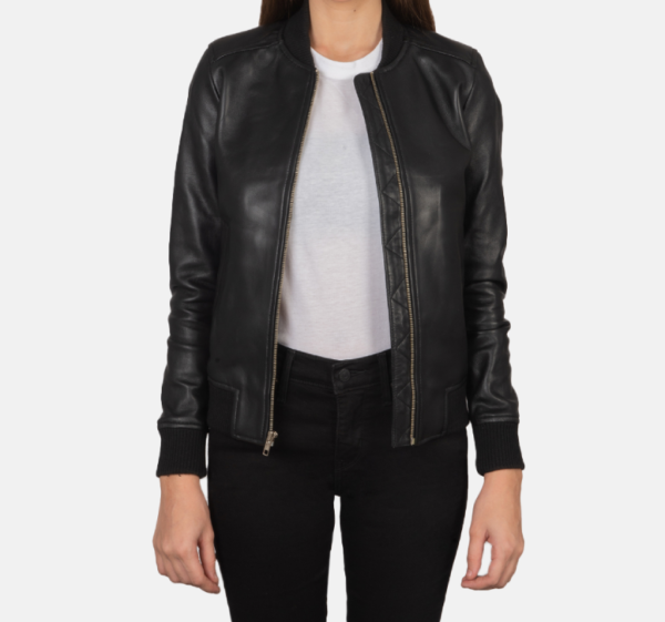 Eclipse Black Leather Bomber