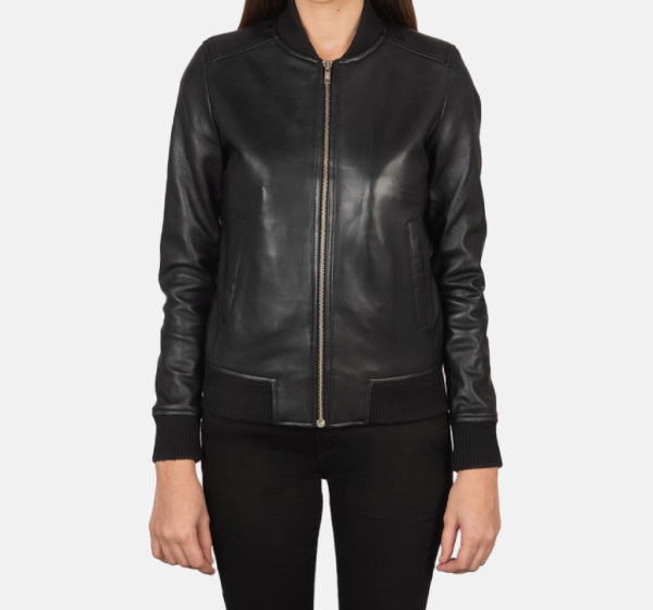 Eclipse Black Leather Bomber