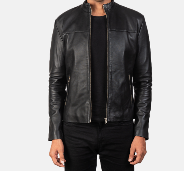 Men’s Adornica Black Leather Biker Jacket – Premium & Durable