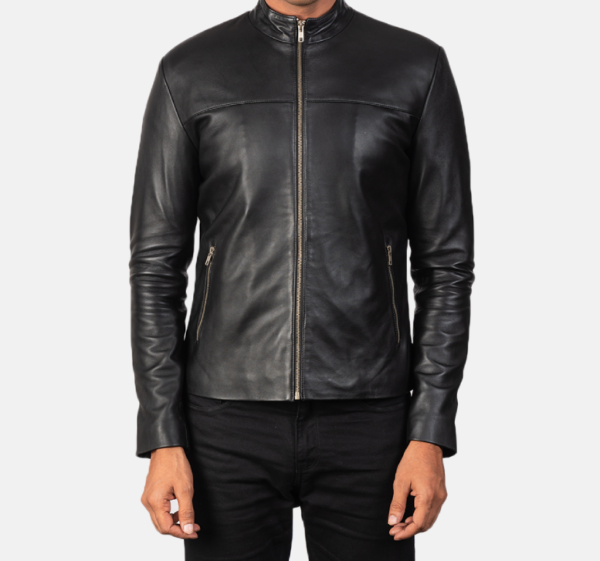 Men’s Adornica Black Leather Biker Jacket – Premium & Durable