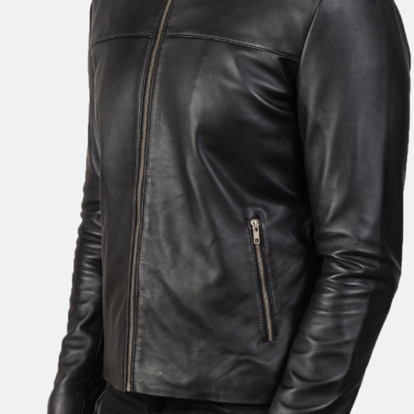 Men’s Adornica Black Leather Biker Jacket – Premium & Durable