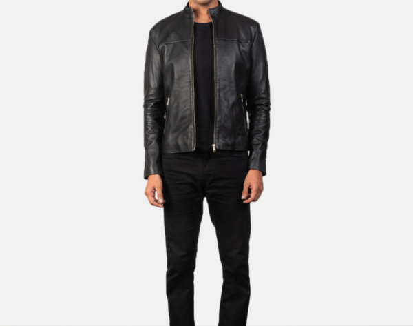 Men’s Adornica Black Leather Biker Jacket – Premium & Durable