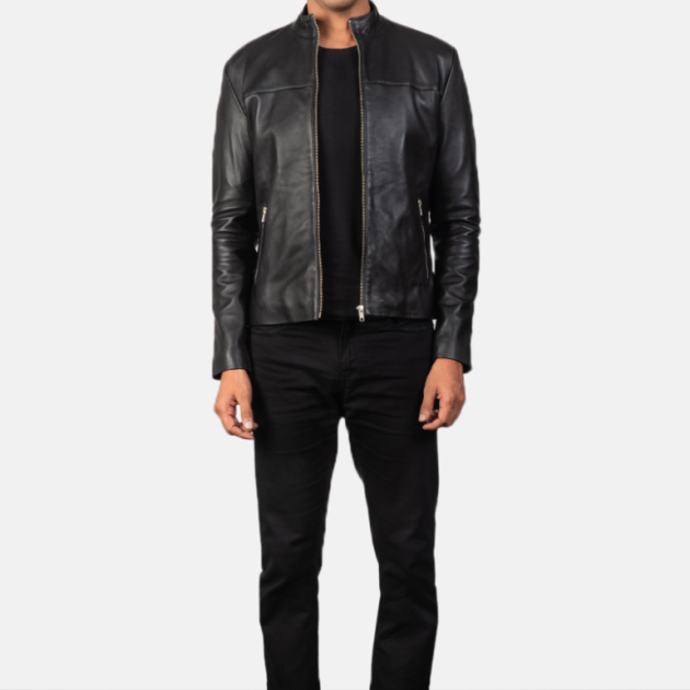 Men’s Adornica Black Leather Biker Jacket – Premium & Durable
