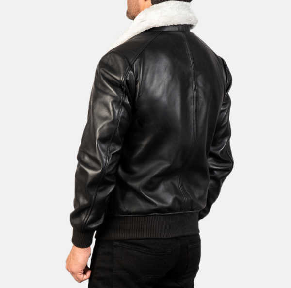 Men’s Airin G-1 Black & White Leather Jacket – Fur-Lined for Ultimate Warmth