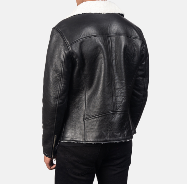 Alberto Black Leather Jacket with Premium White Fur Lining