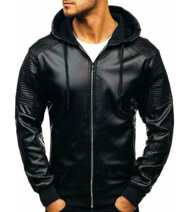 Men's Biker Hooded Lambskin Leather Jacket – Rugged & Stylish