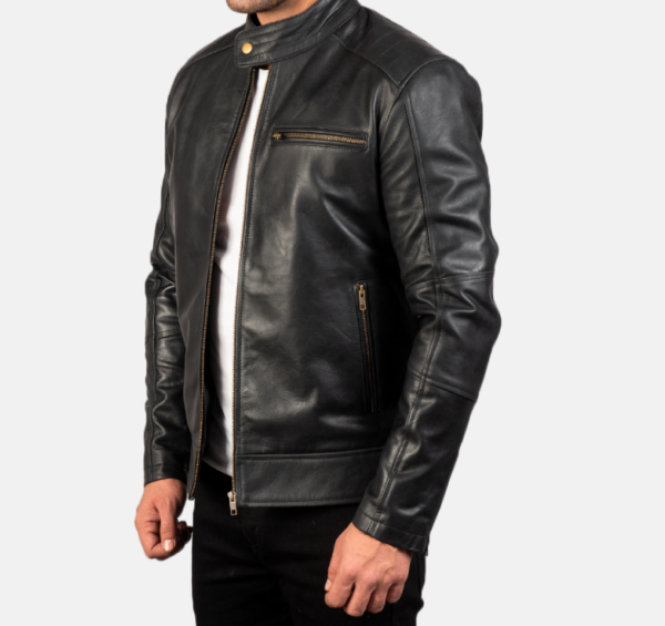 Men's Dean Black Leather Biker Jacket – Classic Motorcycle Style