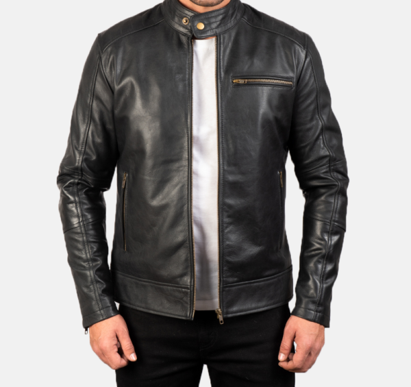 Men's Dean Black Leather Biker Jacket – Classic Motorcycle Style