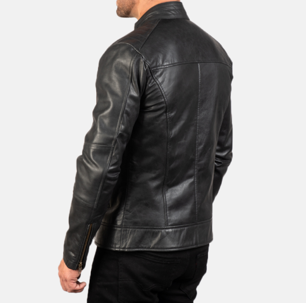 Men’s Ionic Black Leather Biker Jacket – Premium & Durable Design