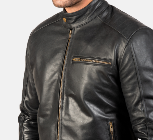 Men’s Ionic Black Leather Biker Jacket – Premium & Durable Design