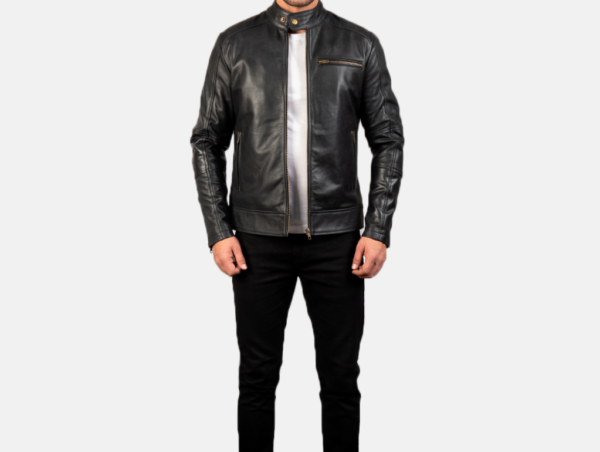 Men's Dean Black Leather Biker Jacket – Classic Motorcycle Style