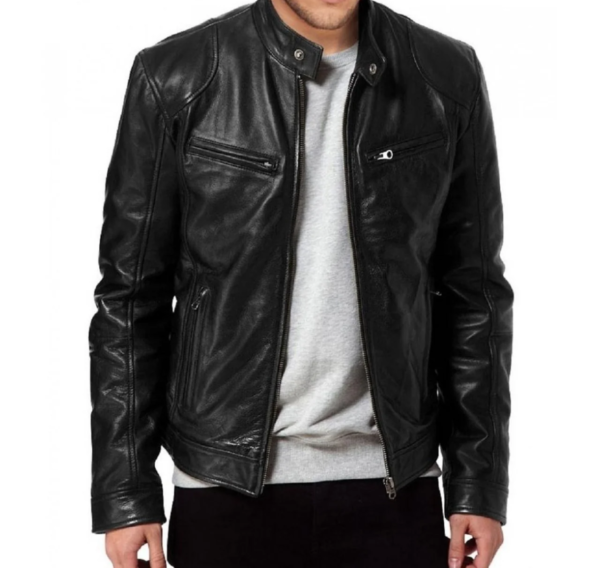 Men’s Genuine Lambskin Leather Jacket – Perfect for Biker Enthusiasts