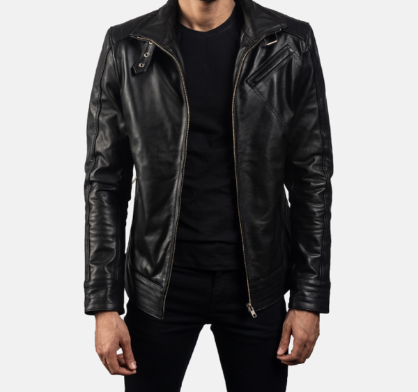 Men’s Legacy Black Leather Biker Jacket – Rugged and Durable