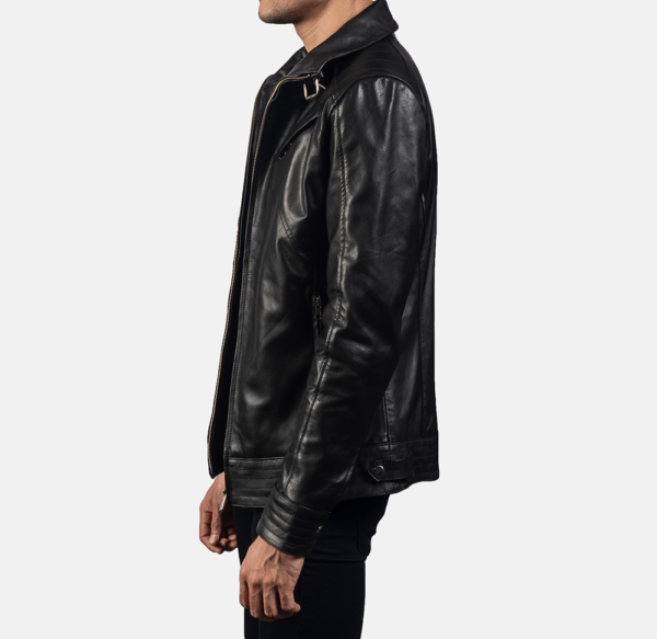 Men’s Legacy Black Leather Biker Jacket – Rugged and Durable