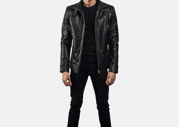 Men’s Legacy Black Leather Biker Jacket – Rugged and Durable