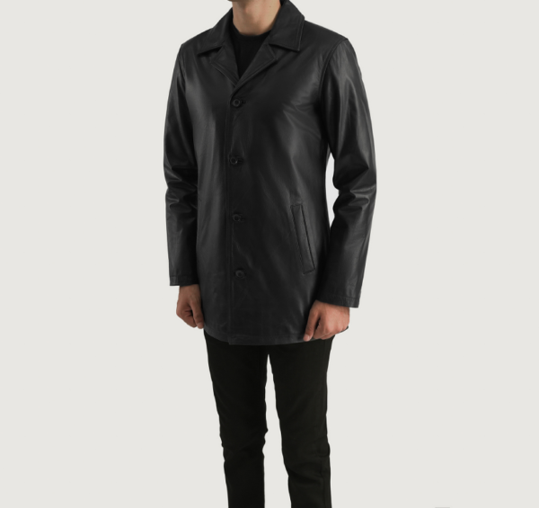 Midnight Slate Black Leather Coat1