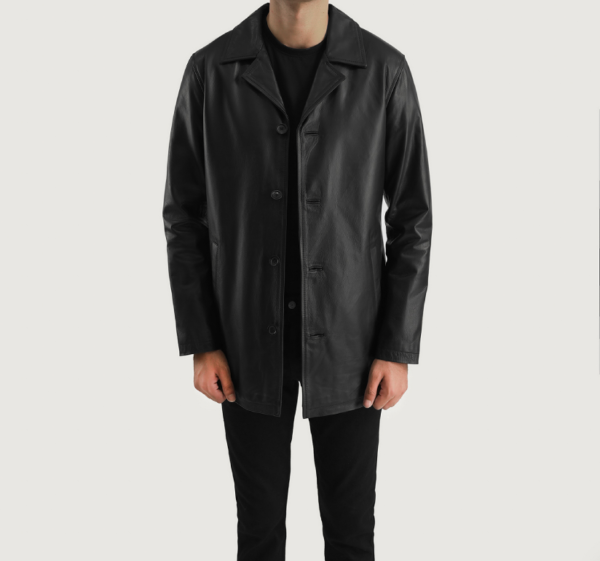 Midnight Slate Black Leather Coat1