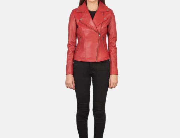 Scarlet Blaze Red Leather Biker Jacket – Bold & Stylish Design