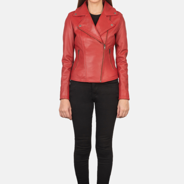 Scarlet Blaze Red Leather Biker Jacket – Bold & Stylish Design