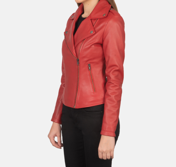 Scarlet Blaze Red Leather Biker Jacket – Bold & Stylish Design