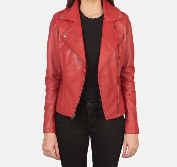 Scarlet Blaze Red Leather Biker Jacket – Bold & Stylish Design