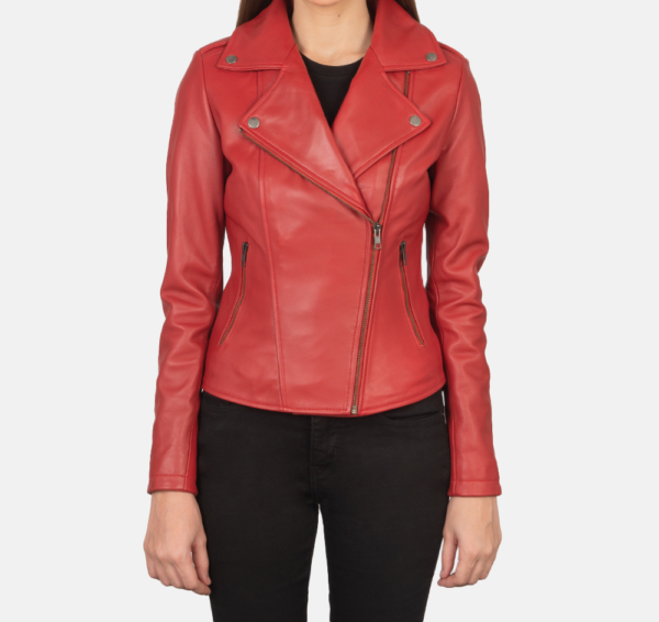 Scarlet Blaze Red Leather Biker Jacket – Bold & Stylish Design