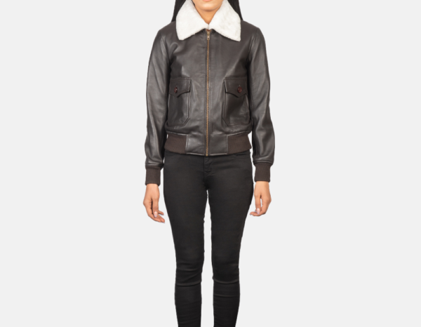 Aston G-1 Brown Leather Bomber Jacket with Fur Collar