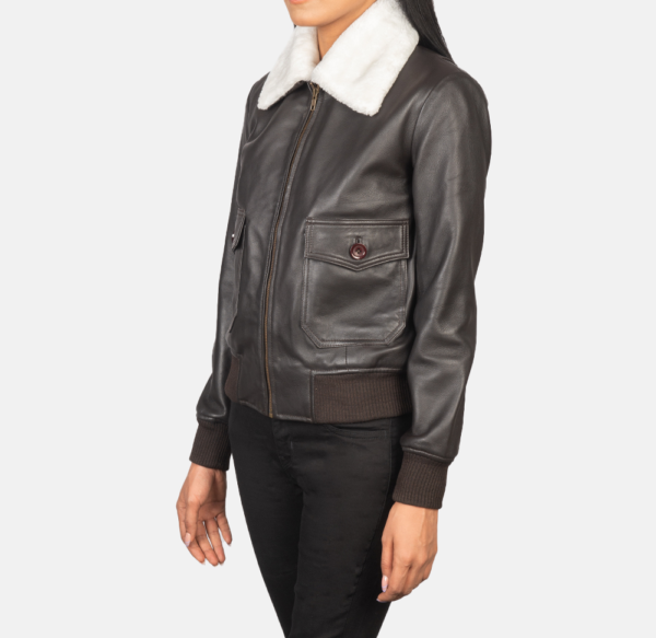 Aston G-1 Brown Leather Bomber Jacket with Fur Collar