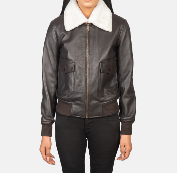 Aston G-1 Brown Leather Bomber Jacket with Fur Collar