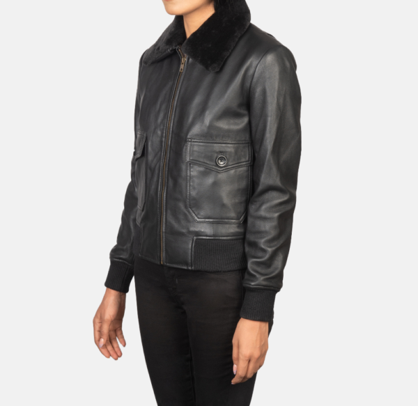 Astra Black Leather Aviator Jacket – Vintage Military Style