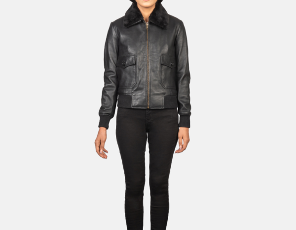 Astra Black Leather Aviator Jacket – Vintage Military Style