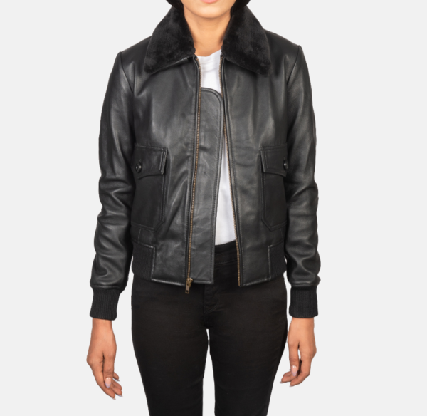 Astra Black Leather Aviator Jacket – Vintage Military Style