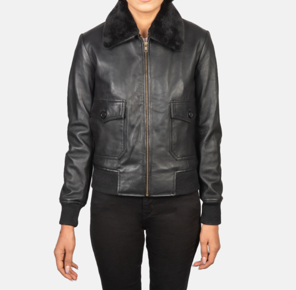 Astra Black Leather Aviator Jacket – Vintage Military Style